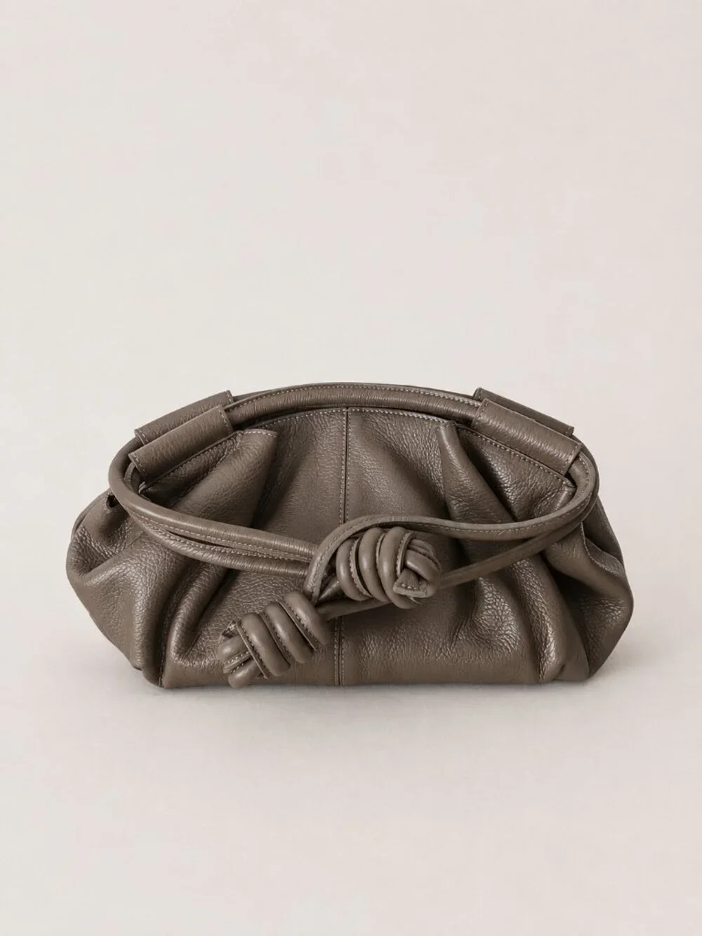 Taupe Italian Leather Shoulder & Crossbody Bag, Soft Gathered Leather Handbag